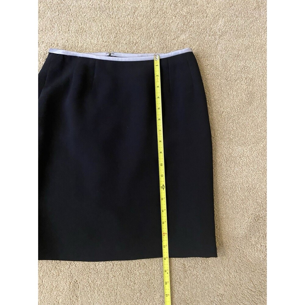 Vintage 90’s Y2k KASPER Tailored Black Pencil Mini Skirt Gray Satin Trim Size 6P - Picture 4 of 10